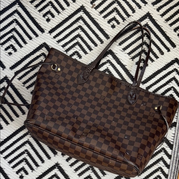 ❤️Elegant Brown Checkered Tote Bag & Dust Bag - Picture 6 of 11